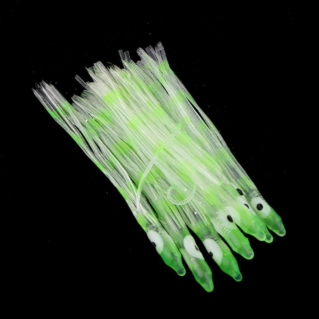 30pcs Artificial Squid Skirts Lures Saltwater Trolling Baits Green/Brown