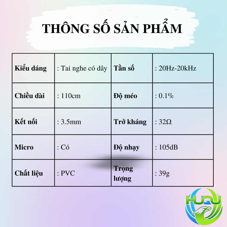 Tai Nghe Nhét Tai Có Dây Siêu Rẻ Huqu HQ878 Âm Thanh Vòm - Hàng Chính Hãng