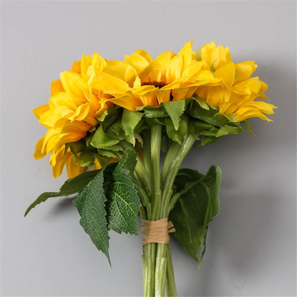 6 Pcs/bundle Artificial Sunflower Simulation Flower Floral Decor Home Office Fake Sunflower【vollter1】