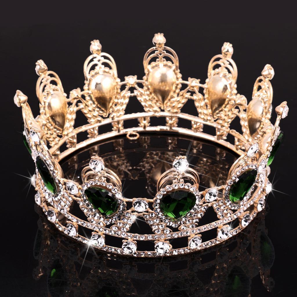 Wedding Party Baroque Majestic Crown Queen Princess Fancy Dress Hat Green