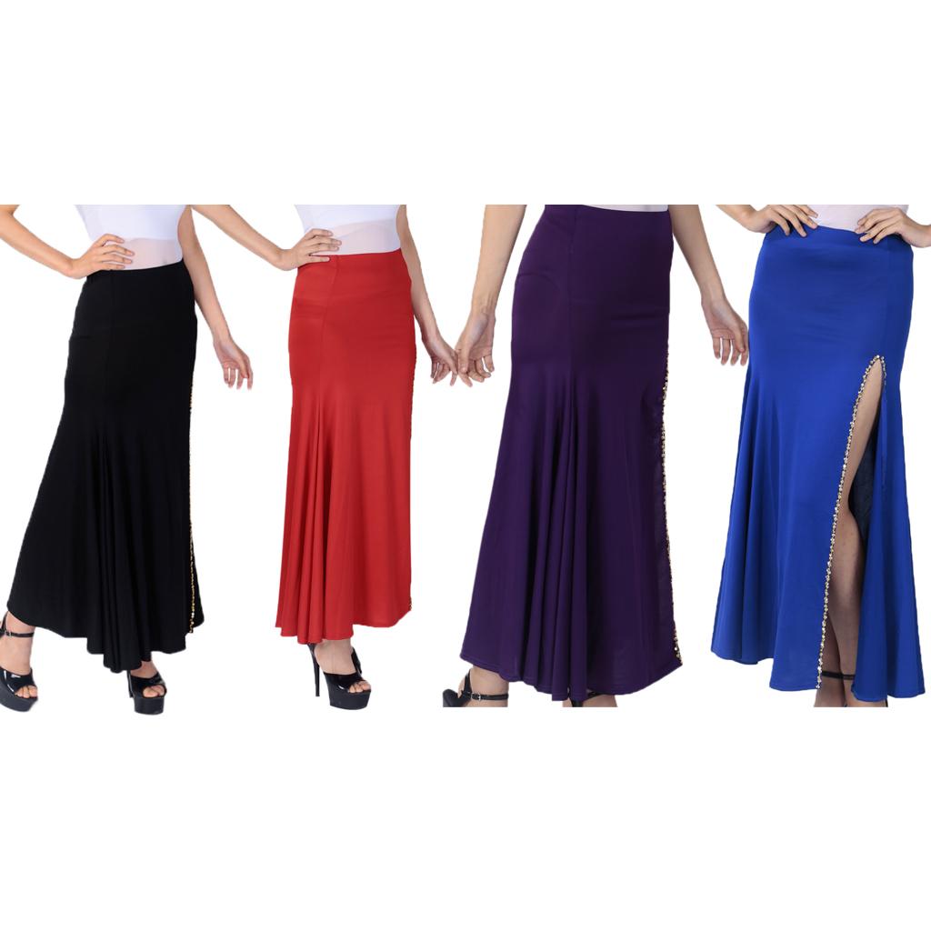 Women's Belly Dance Costumes One Side Slit Long Skirt Tight Hip Split Skirt