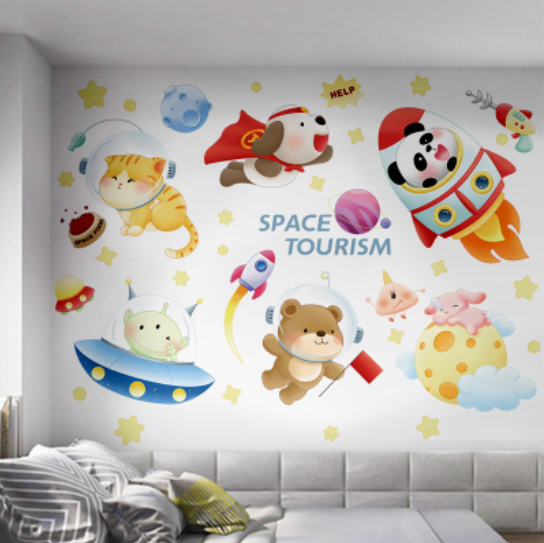 Decal trang trí tường - Khám phá vũ trụ cùng những người bạn