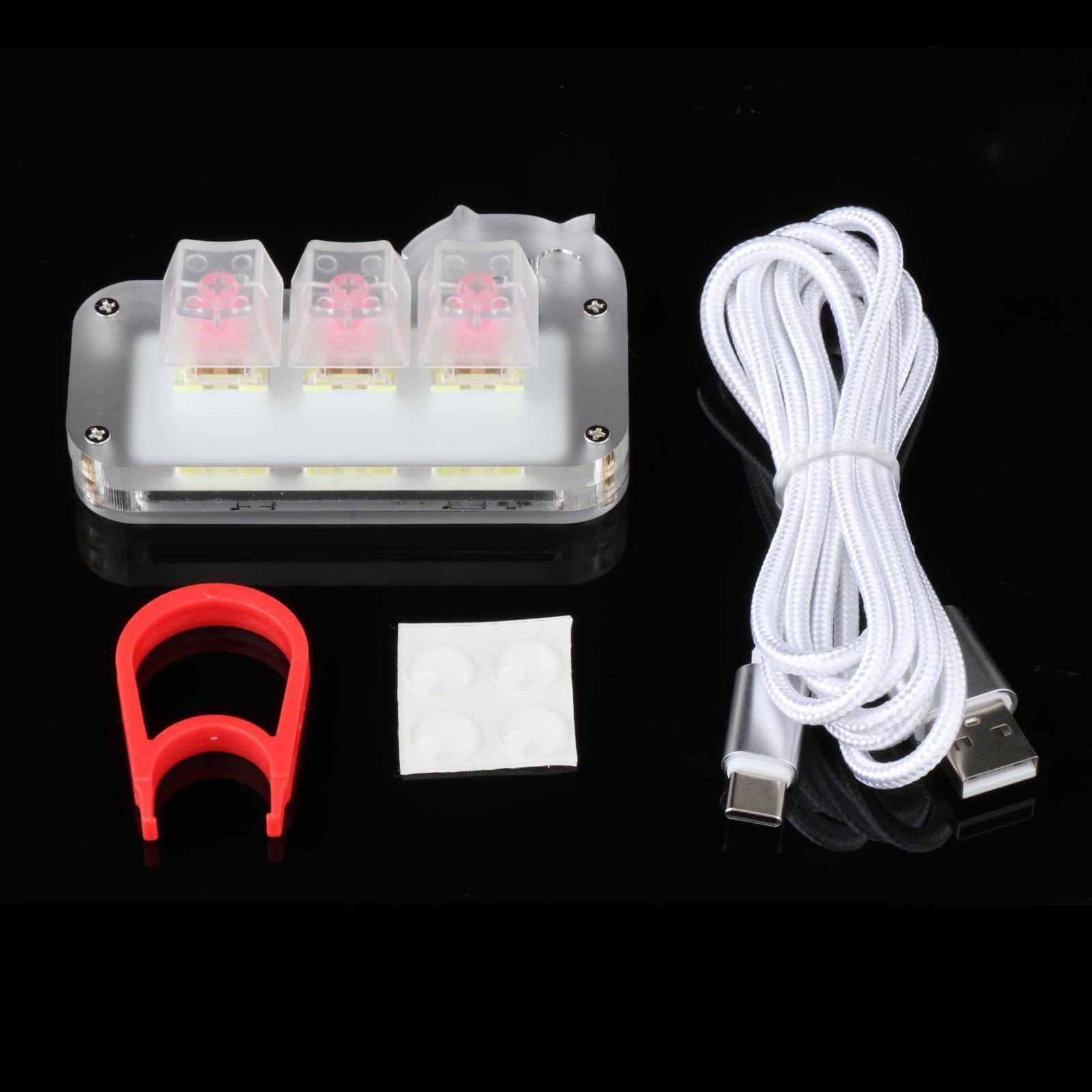 Mini 3 Key Game Keypad RGB LED Backlit Transparent Keycap
