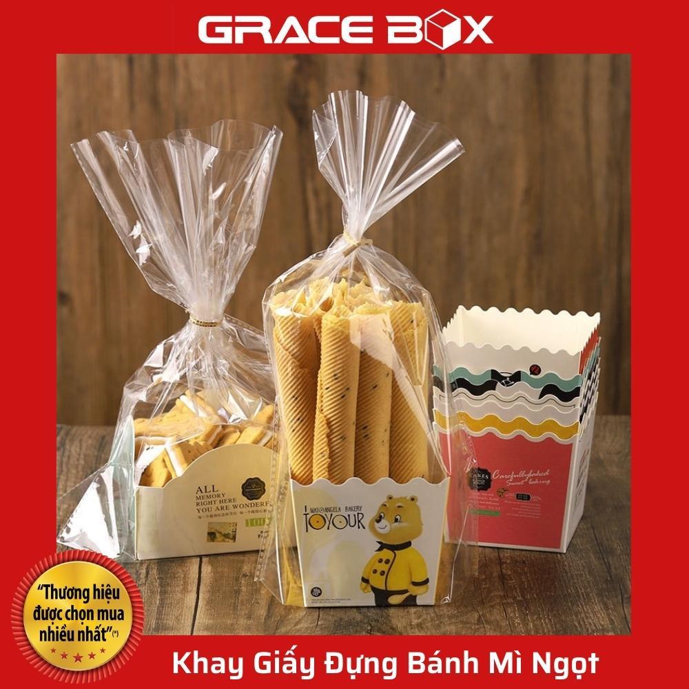 Xấp 10 Khay Giấy Đựng Bánh Mì Ngọt Đầu Bếp Gấu Xinh Xắn