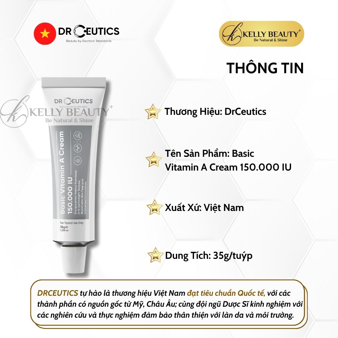 Kem Dưỡng Trẻ Hóa Da DrCeutics Basic Vitamin A Cream 150.000 IU | Kelly Beauty