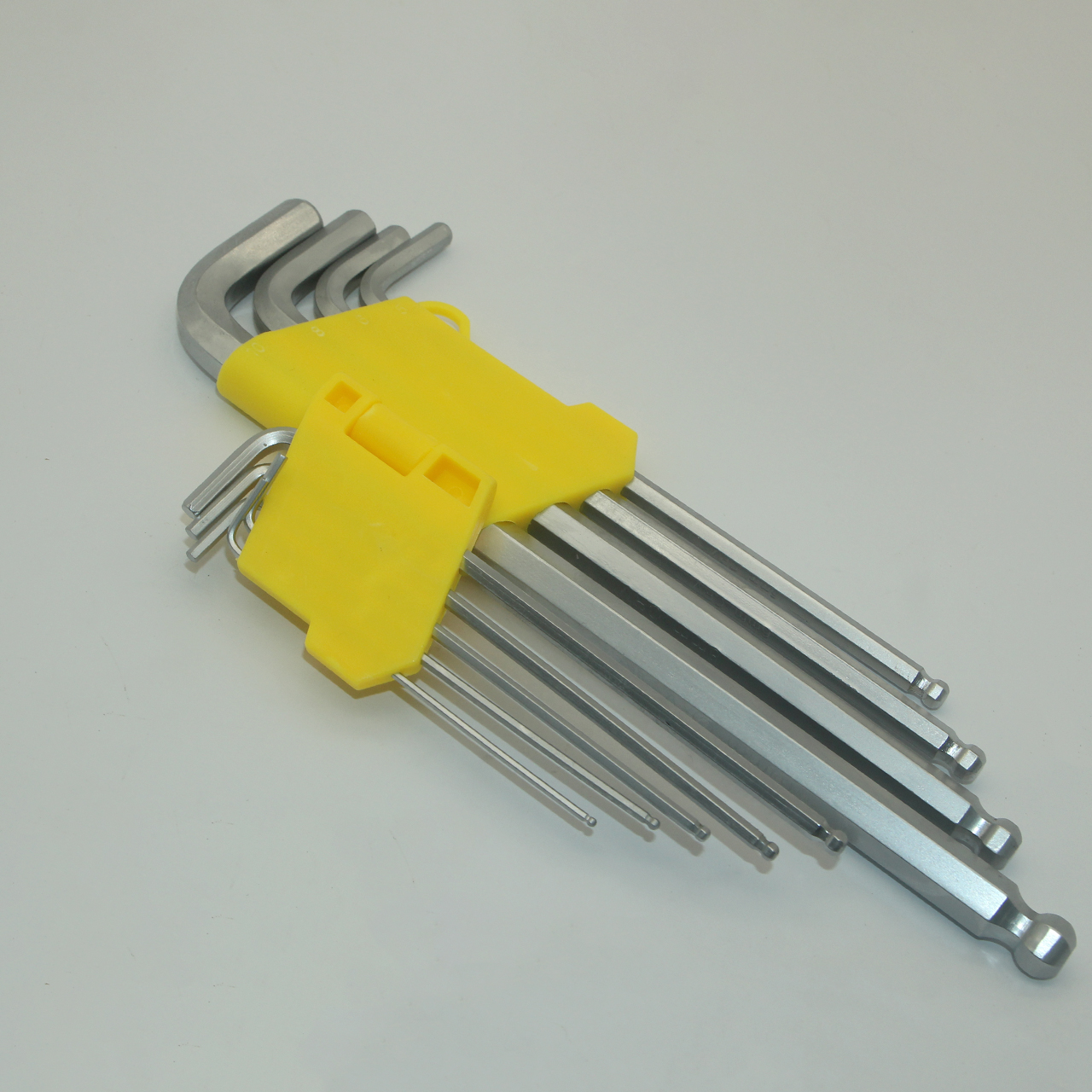 Bộ lục giác bi 9 cây chữ L hệ mét chất liệu thép S2