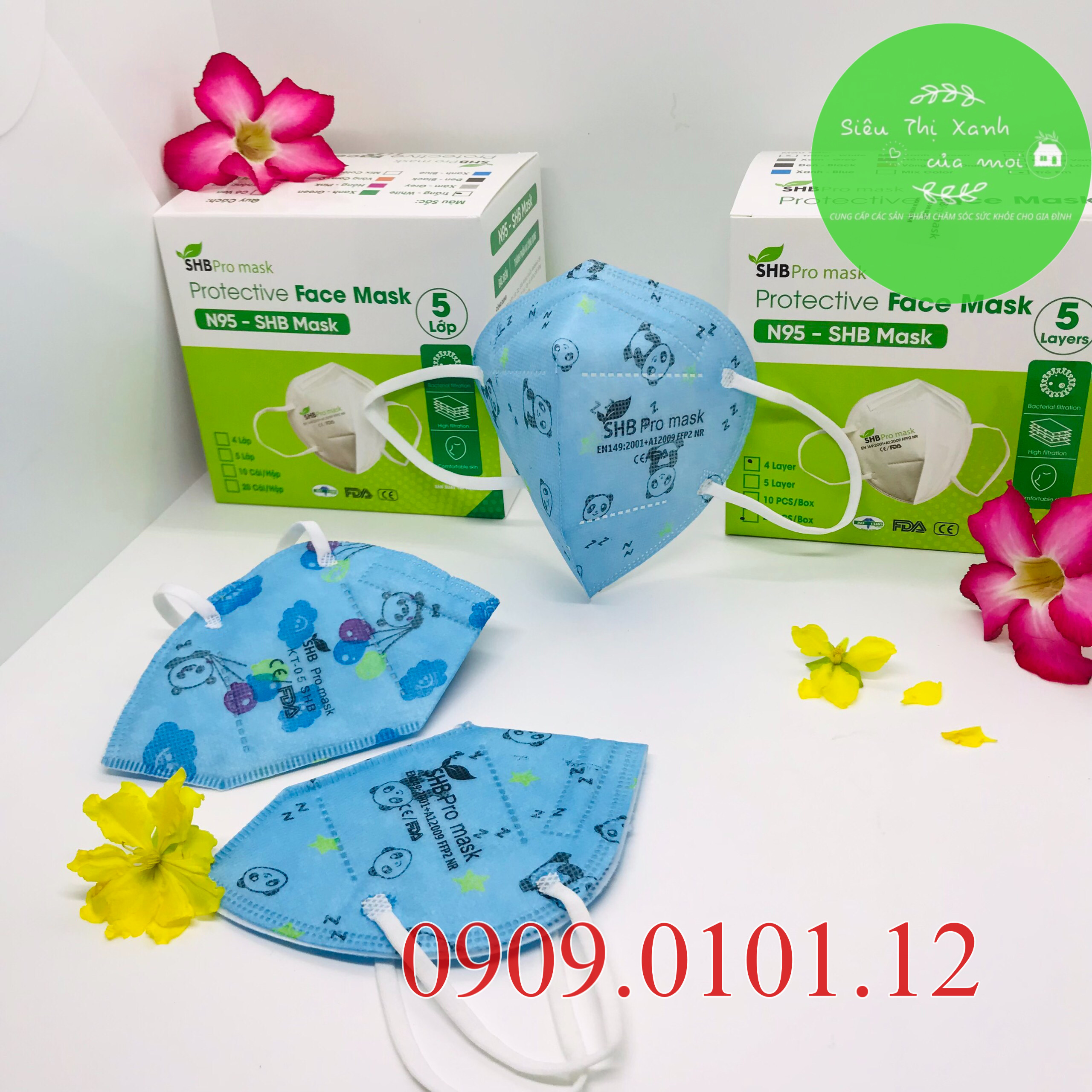 Khẩu trang n95 trẻ em SHB pro mask, Kn95 em bé 4 lớp kháng khuẩn chuẩn FFP2