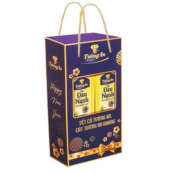 HỘP QUÀ TẾT  2 CHAI DẦU NÀNH TƯỜNG AN 1 LÍT 