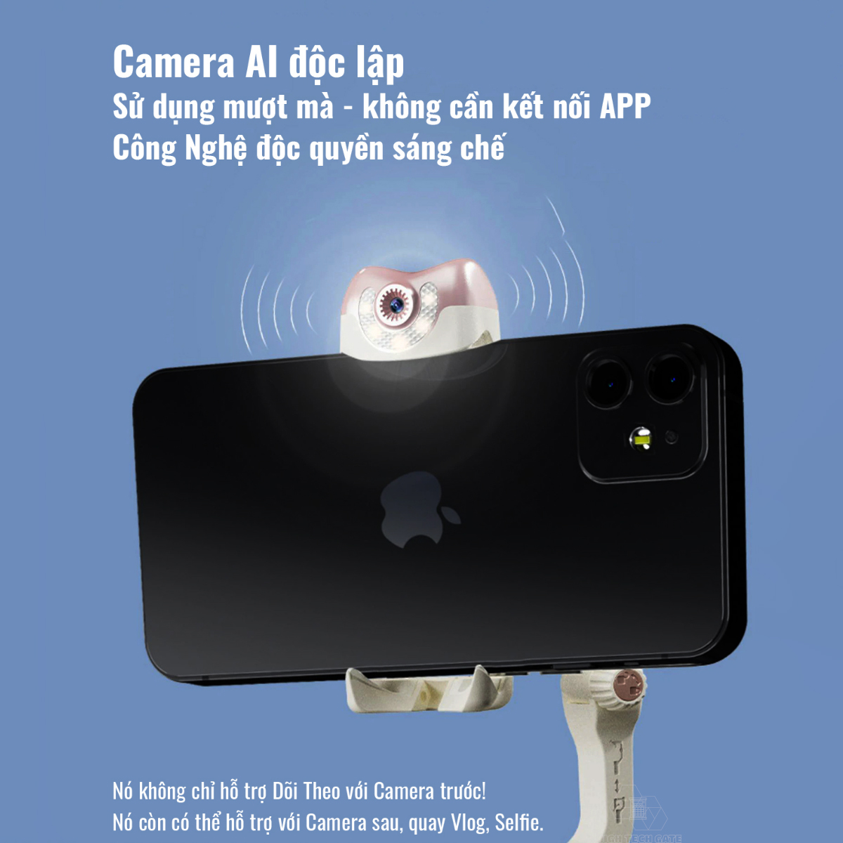 Tay cầm chống rung điện thoại V2S tích hợp camera AI độc lập, gimbal 3 trục quay video, livestream, điều khiển cử chỉ thông minh, hàng chính hãng