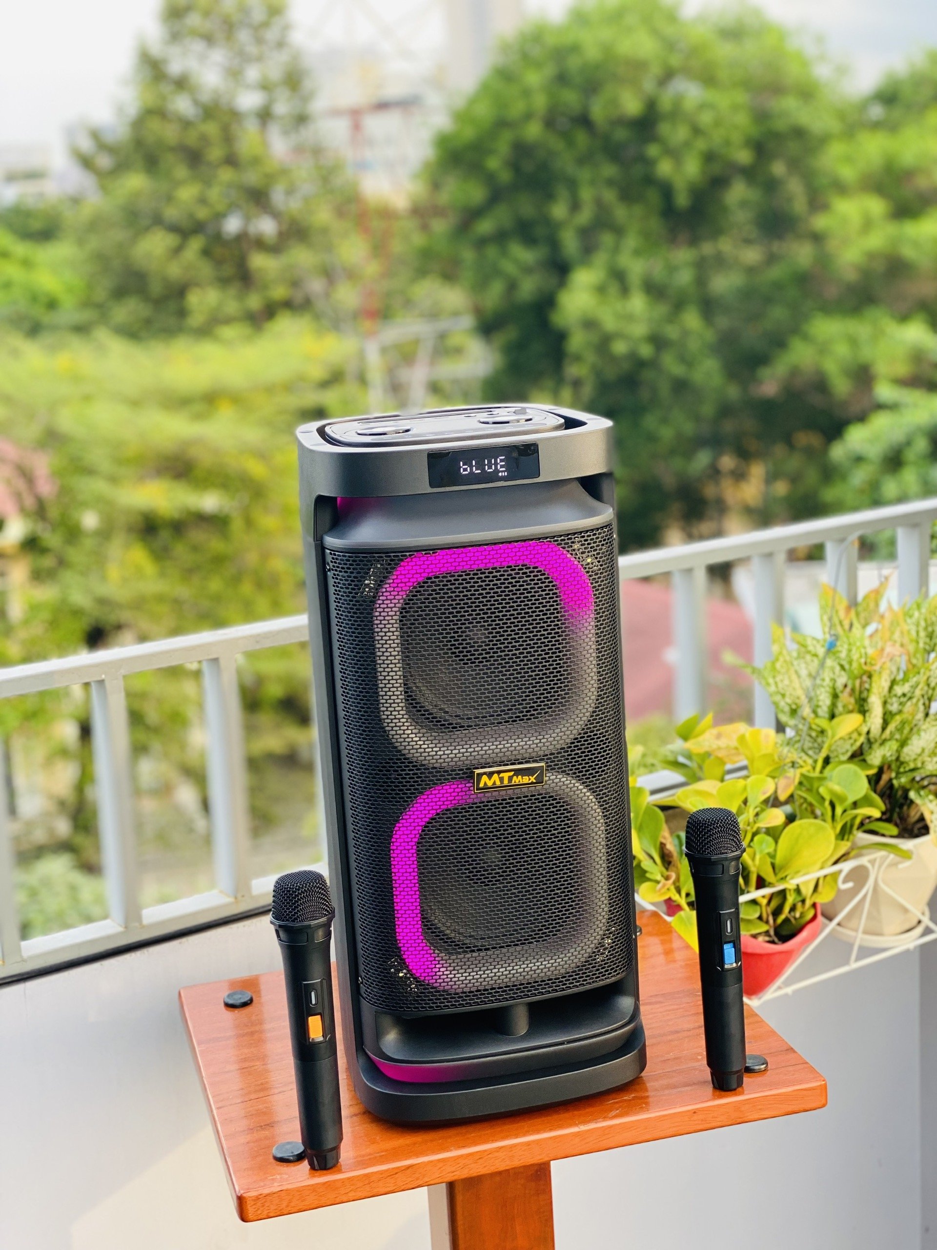 Loa Karaoke Bluetooth Đèn Led RGB Temeisheng 6620D - Công Suất 200W Thiết Kế Sang Trọng Đẳng Cấp Kèm 2 Micro Karaoke Hát Nhẹ Vang Sâu, Hàng Nhập Khẩu