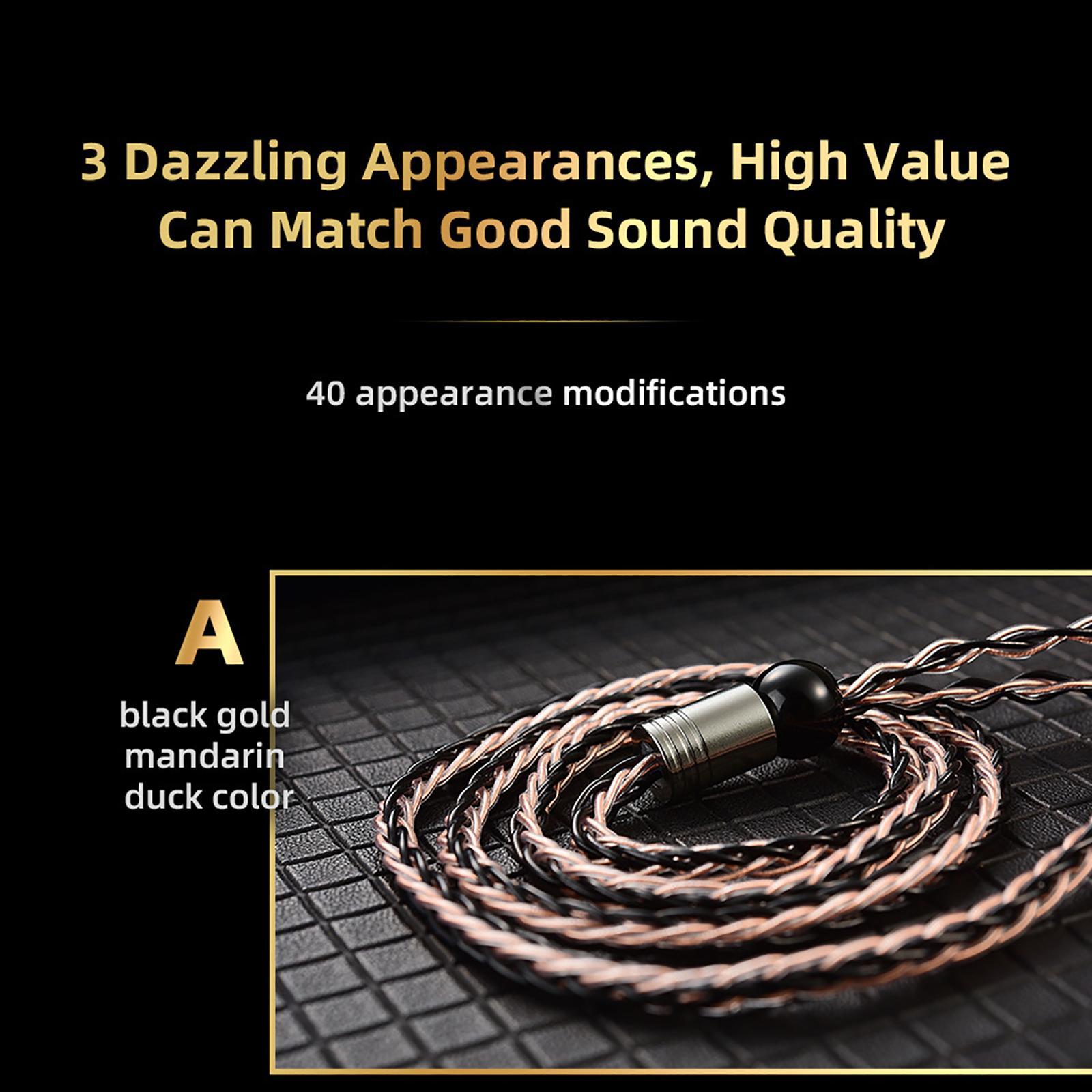 2 Count Earbuds 8 Core Braiding Cable Wire in-Ear 2 Pin 3.5mm Plug for KZ