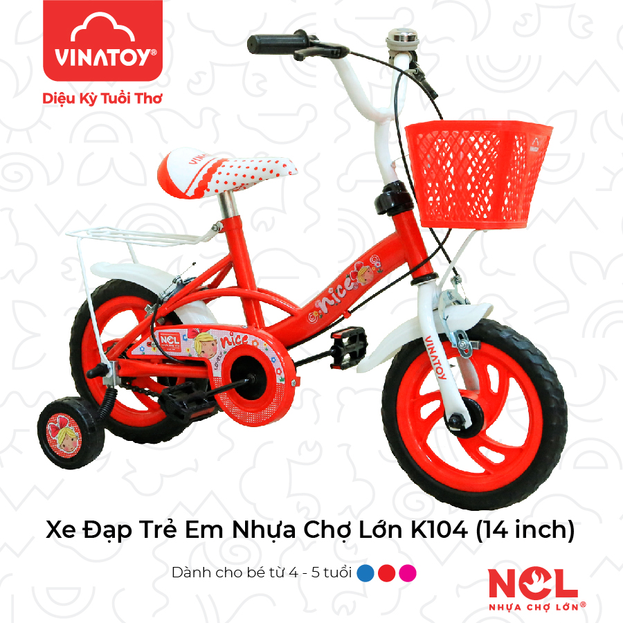 Xe Đạp Trẻ Em Nhựa Chợ Lớn 14 inch K104 Dành Cho Bé Từ 4 - 5 tuổi - M1799-X2B