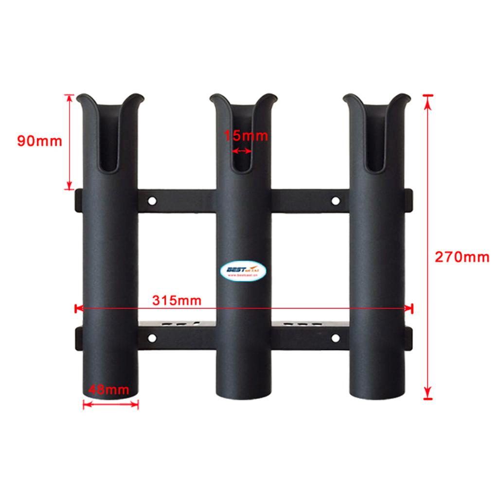 3 Rod Black Fishing Rod Holder Bracket Racks Sockets for Boat Yatch Fishing