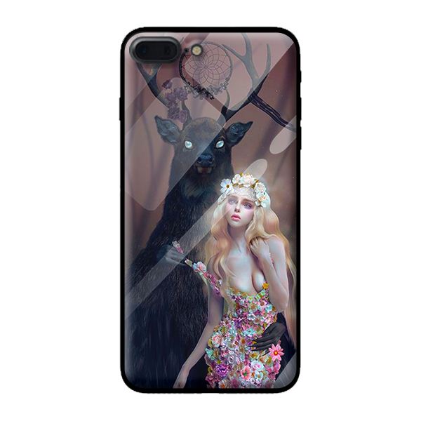 Ốp kính cho Iphone 8 Plus mẫu hươu 2 - Hàng chính hãng