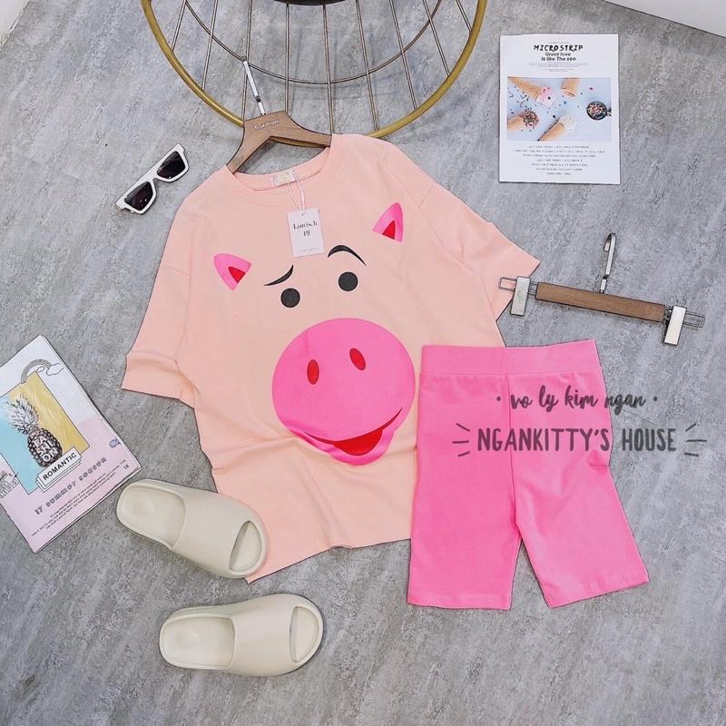 Bộ lửng Heo hồng siêu dễ thương chất cotton 100%