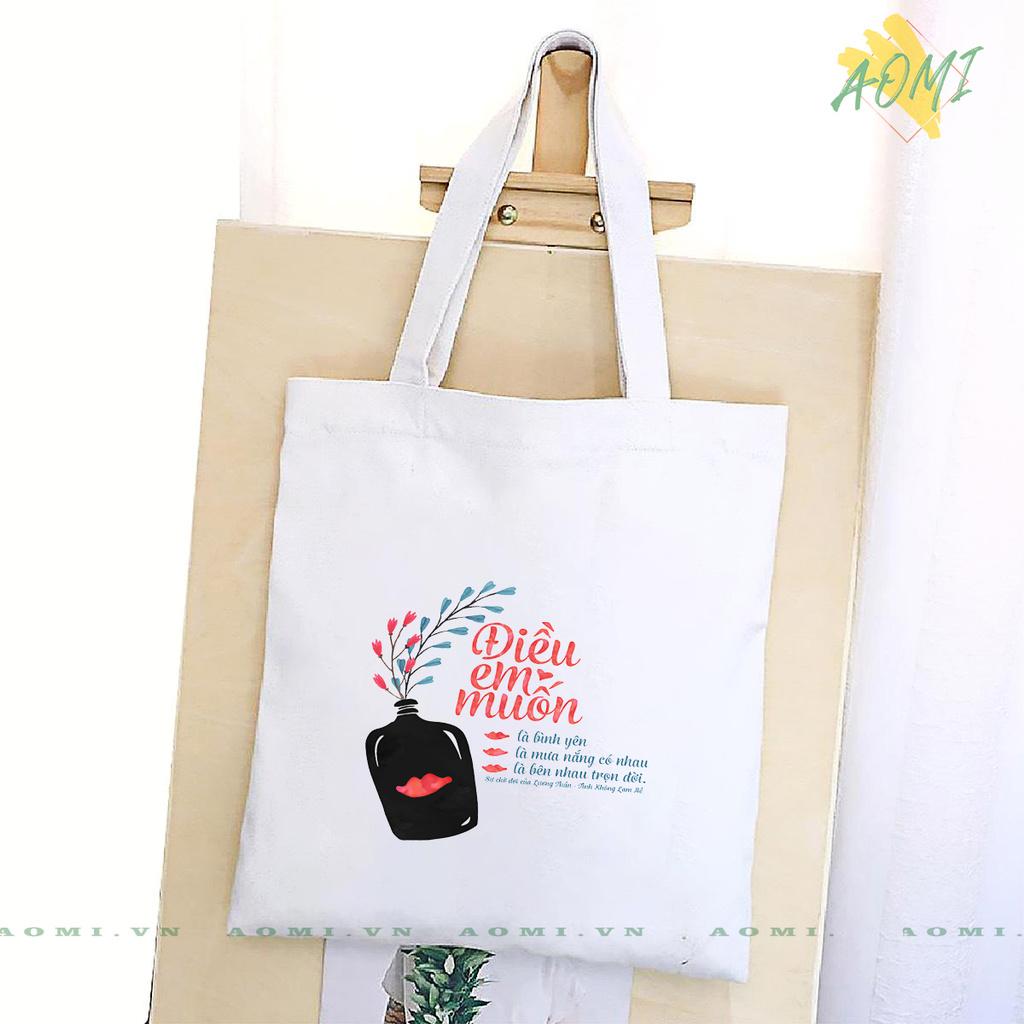 TÚI VẢI ĐEO VAI TOTE CANVAS BAG CÓ KHÓA KÉO SIZE LỚN 33x38cm DIEU EM MUON TCUTE XINH ĐẸP TIỆN ÍCH DẠO PHỐ DU LỊCH