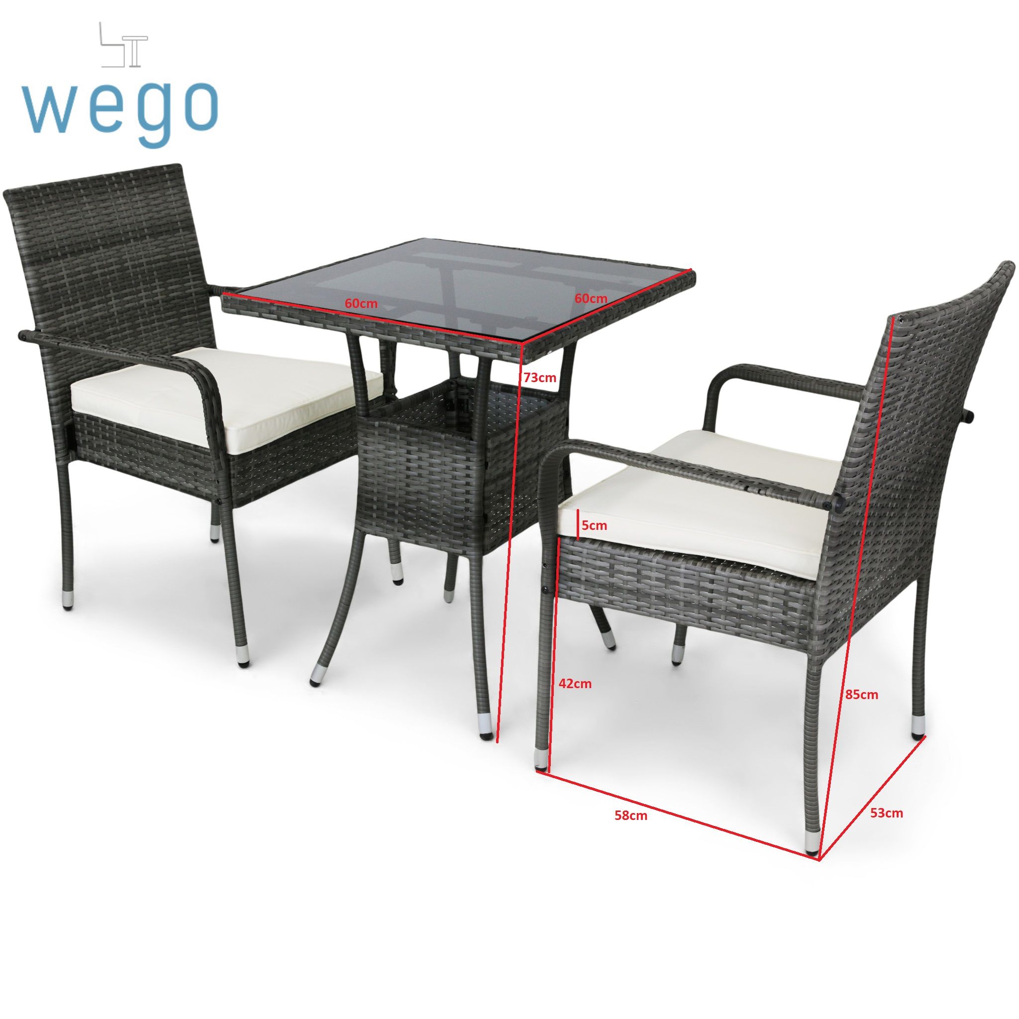 WEGO Bộ sofa ngoài trời bằng mây nhựa xếp chồng/ Bàn ghế sân vườn/Bàn ghế ban công - BISTRO 2 GHẾ XẾP CHỒNG (STACKING CHAIRS)/ Balcony set/ Garden set/ Pool set