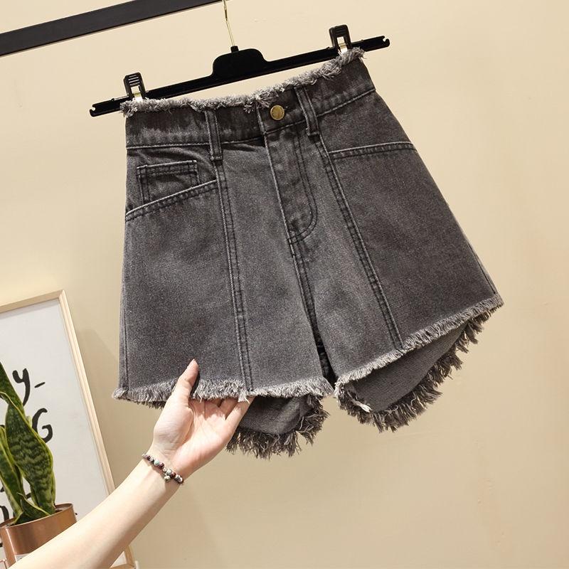Quần Short Denim Lưng Cao Ống Rộng Size Lớn Thời Trang Hàn Quốc Cho Nữ 200