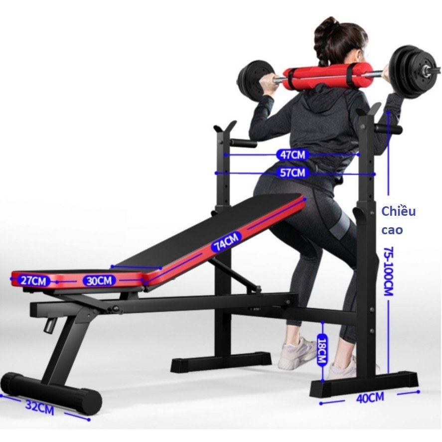 Ghế tập tạ đa năng kết hợp giá đỡ tạ