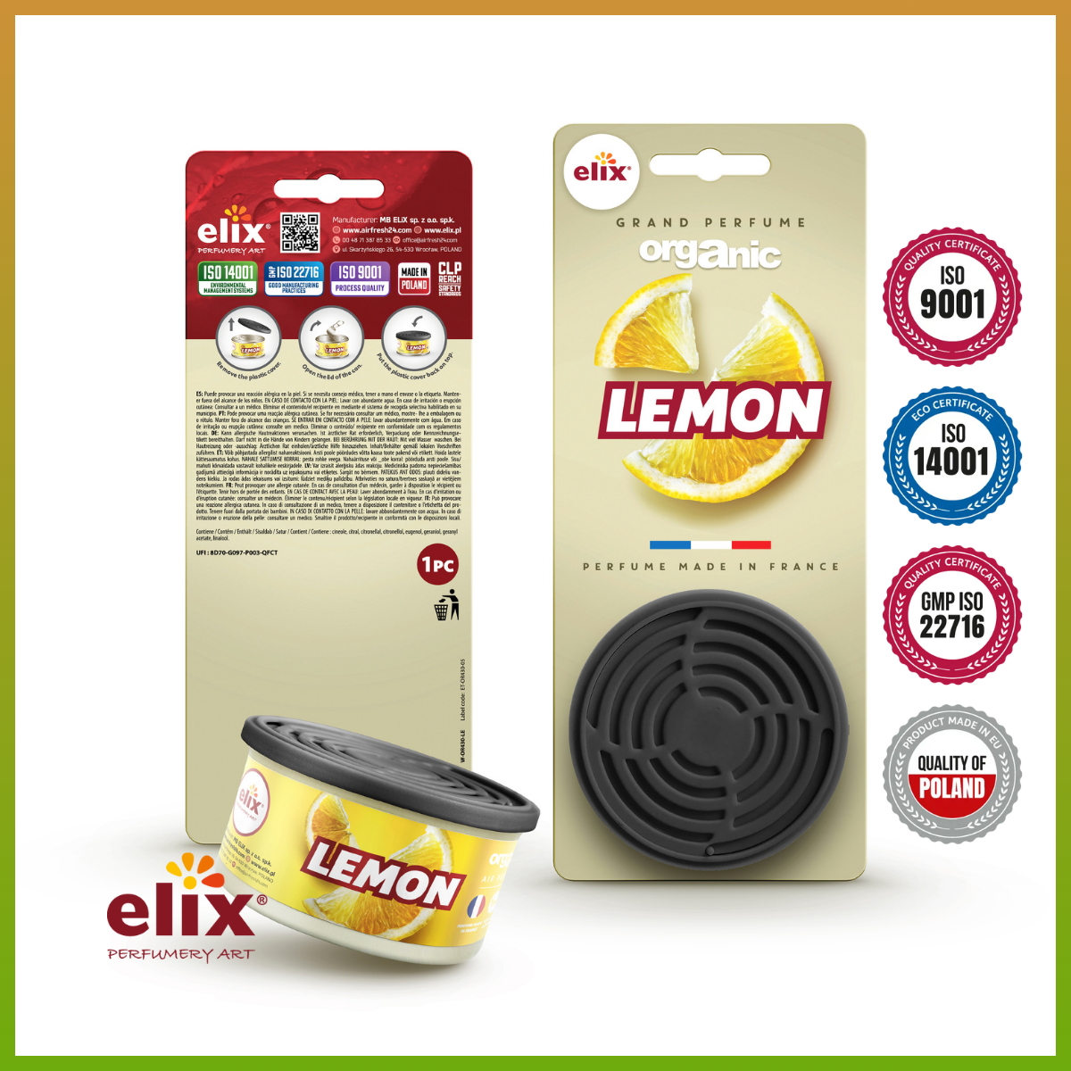 Sáp Thơm để Taplo Ô tô Elix - Hương Lemon (Chanh)