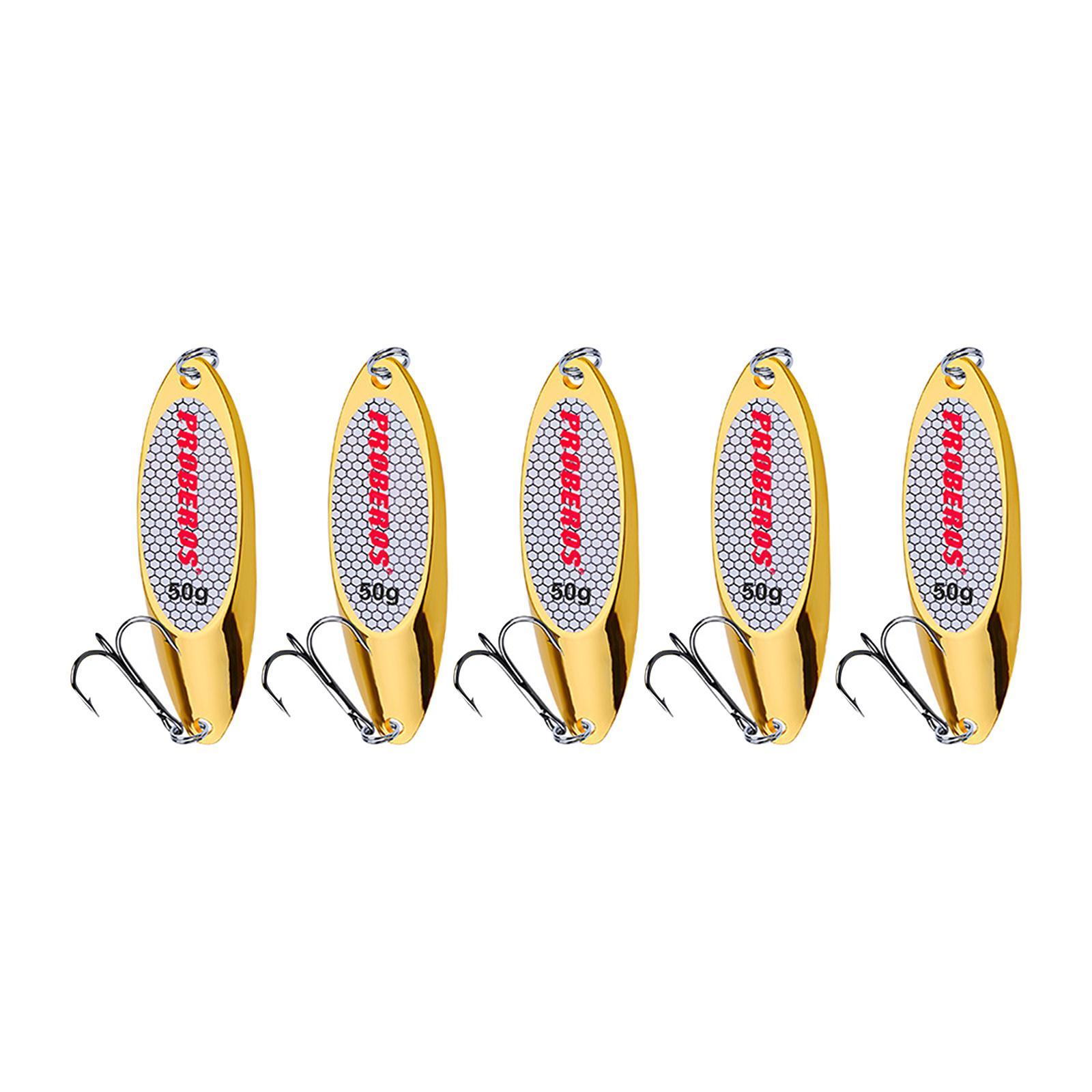 5x Fishing Spoons Long Casting Hard Freshwater Saltwater Metal Fishing Lures