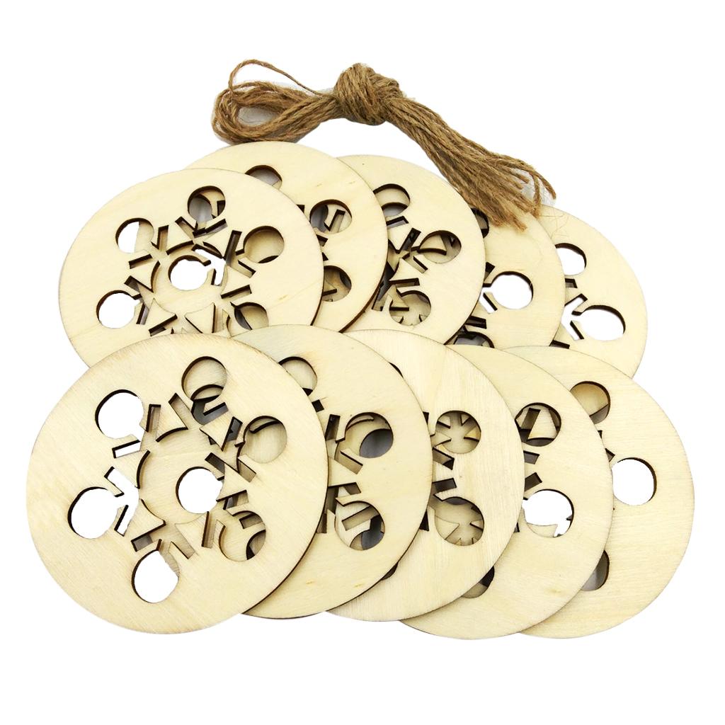10Pcs/lot Hollow Snowflake Wooden Pieces Embellishments Wood Slices Arts Crafts