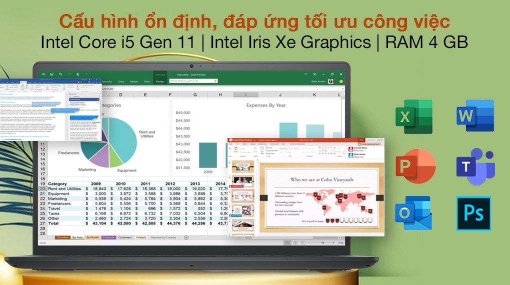 Máy Tính Xách Tay Laptop Dell Inspiron 15 3511 i5 1135G7/4GB/512GB/OfficeHS/Win11 - Hàng Chính Hãng