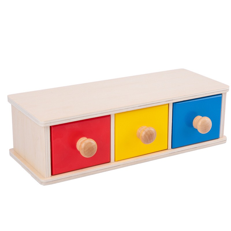 Đồ chơi gỗ phát triển giác quan cho trẻ từ 1 tuổi. Giáo cụ Montessori Hoạt động hộp 3 ngăn