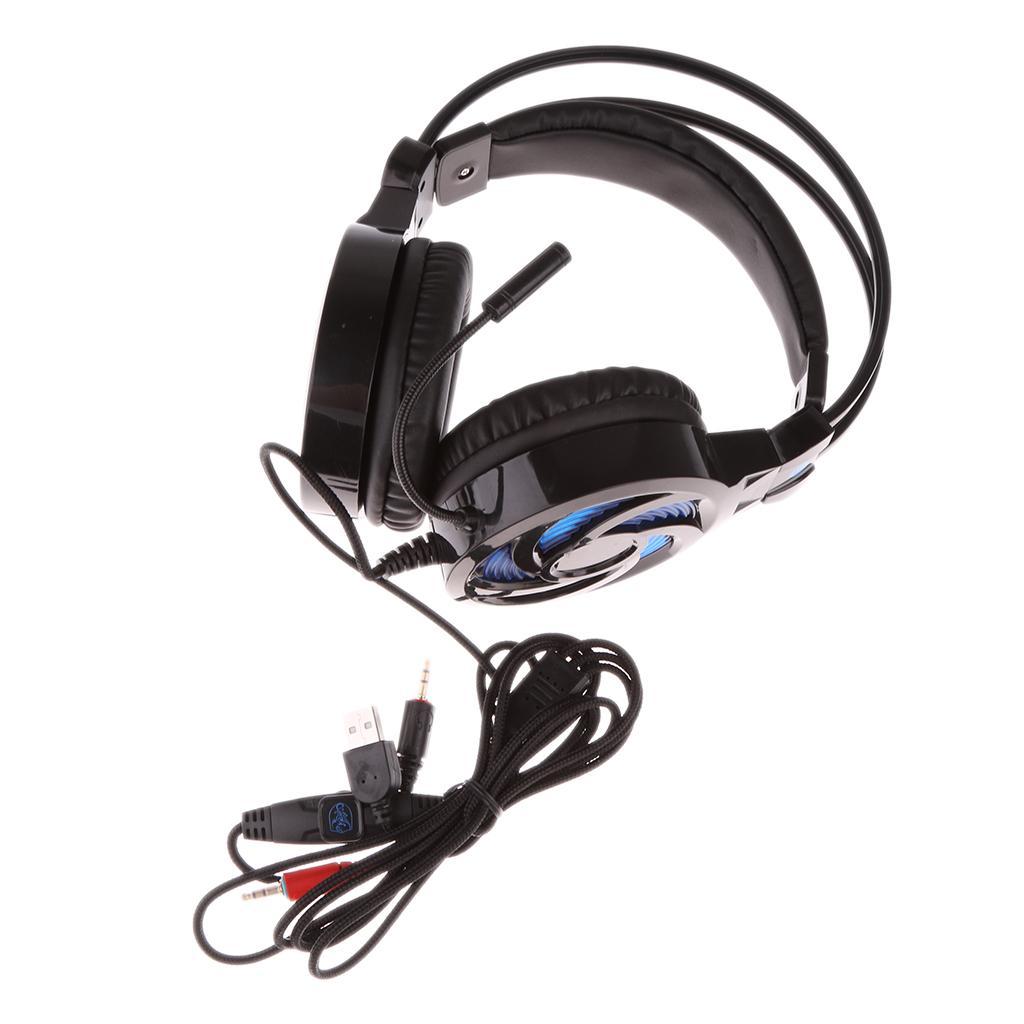 LED Light Gaming Headset Headband Headphone USB 3.5mm for PC