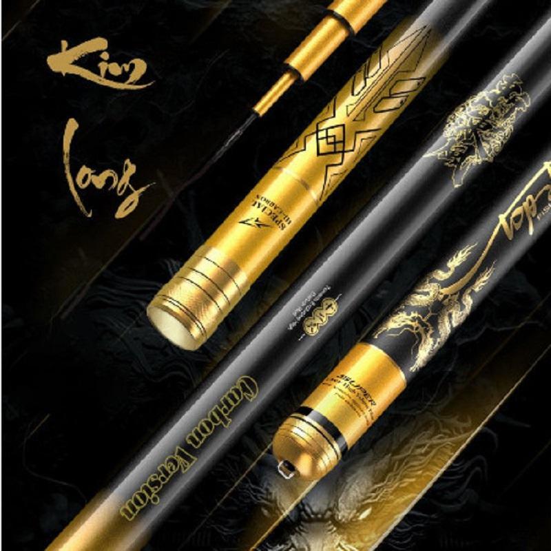 Cần câu đài 6H Kim Long cao cấp full carbon, tặng kèm ngọn phụ CT23