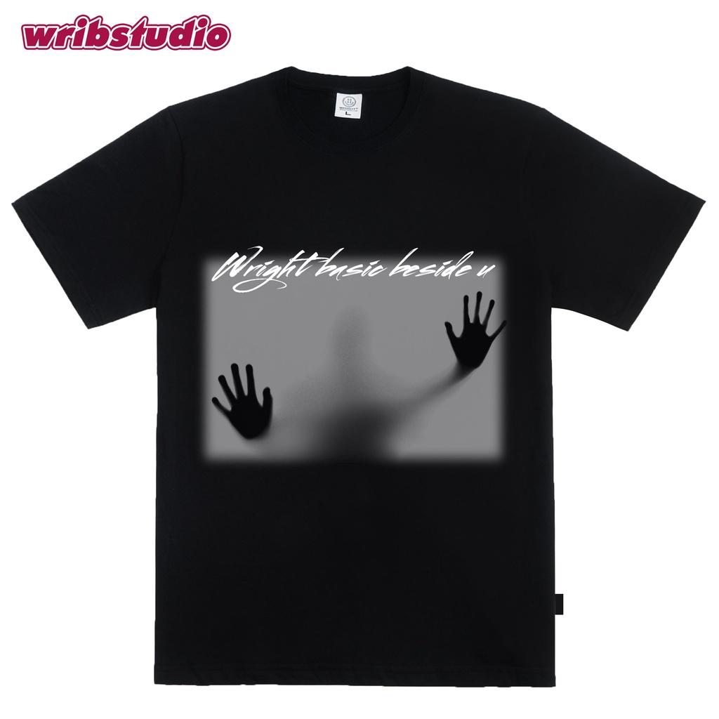 Áo thun đen basic form rộng wrib beside u cotton 100% cá tính