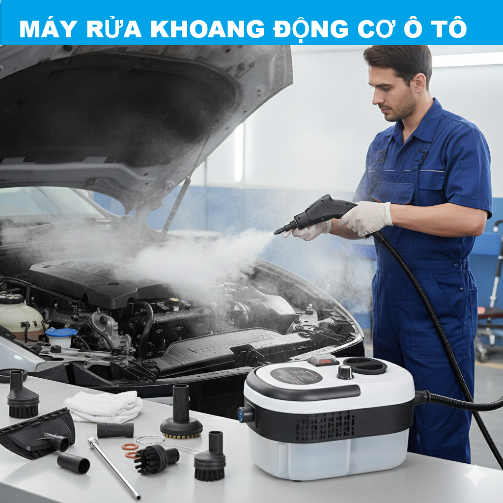 Máy Rửa Khoang Động Cơ Ô Tjô Bằng Hơi Nước Nóng – Làm Sạch Sâu, An Toàn Điện, ĐÈN TRANG TRÍ