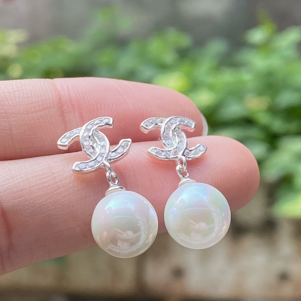 Hoa Tai, Bông Tai Bạc 925 Ngọc Trai Bạc Hiểu Minh HT379