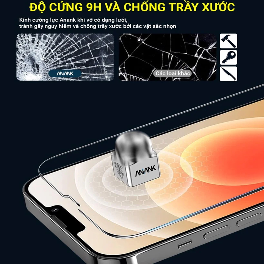 Miếng Dán Cường Lực Trong Cho iPhone 14 series Có ViềN Đen ANANK 2.5D FULL GLASS with Black frame - Hàng Chính Hãng