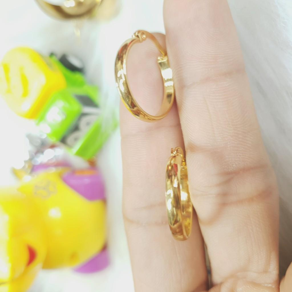 Khuyên Tai Tròn Bản Nhỏ Đơn Giản Titanium Cao Cấp- Dùng bền màu tắm rửa