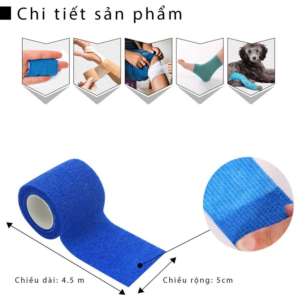 Combo Hộp 24 Cuộn Băng Cuốn Tự Dính, Băng Cuốn Cao Su Non, Băng Keo Thể Thao Chống Chấn Thương (Kích thước 5cm*4.5m), Băng keo thể thao đá bóng, băng cuốn thể thao vải tự dính, băng quấn y tế cuốn ngón tay, cổ tay, cổ chân - Hàng chính hãng dododios