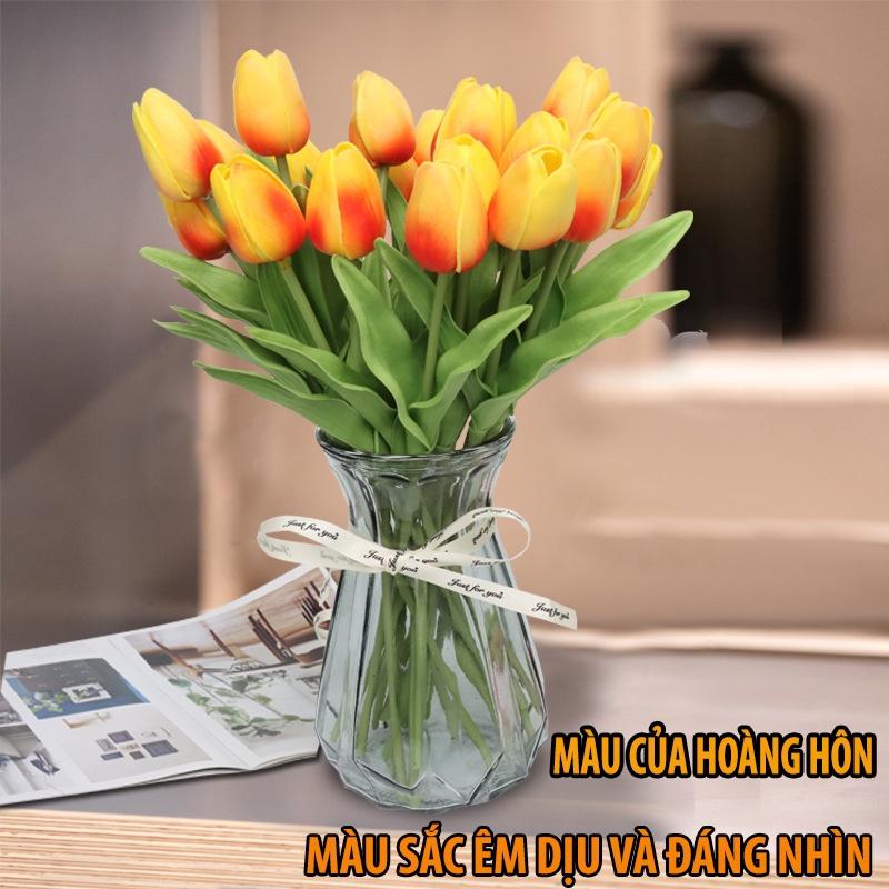 Hoa Tulip decor để bàn, trang trí nhà cửa, Tulip giả Cao Su Non cao cấp, Hoa Tuy lip hồng, vàng, trắng, đỏ chụp hình đẹp