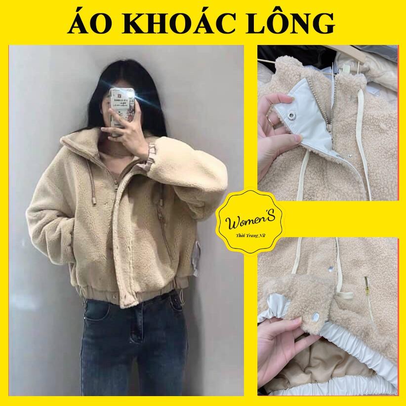 Áo khoác lông phối da à ạ