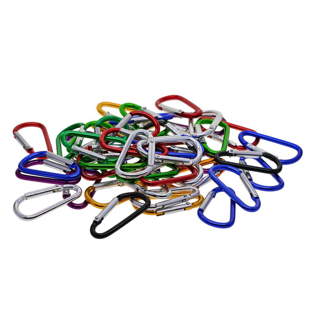 50 Pieces Aluminum Carabiner Spring Clip Climbing Keychain Rings