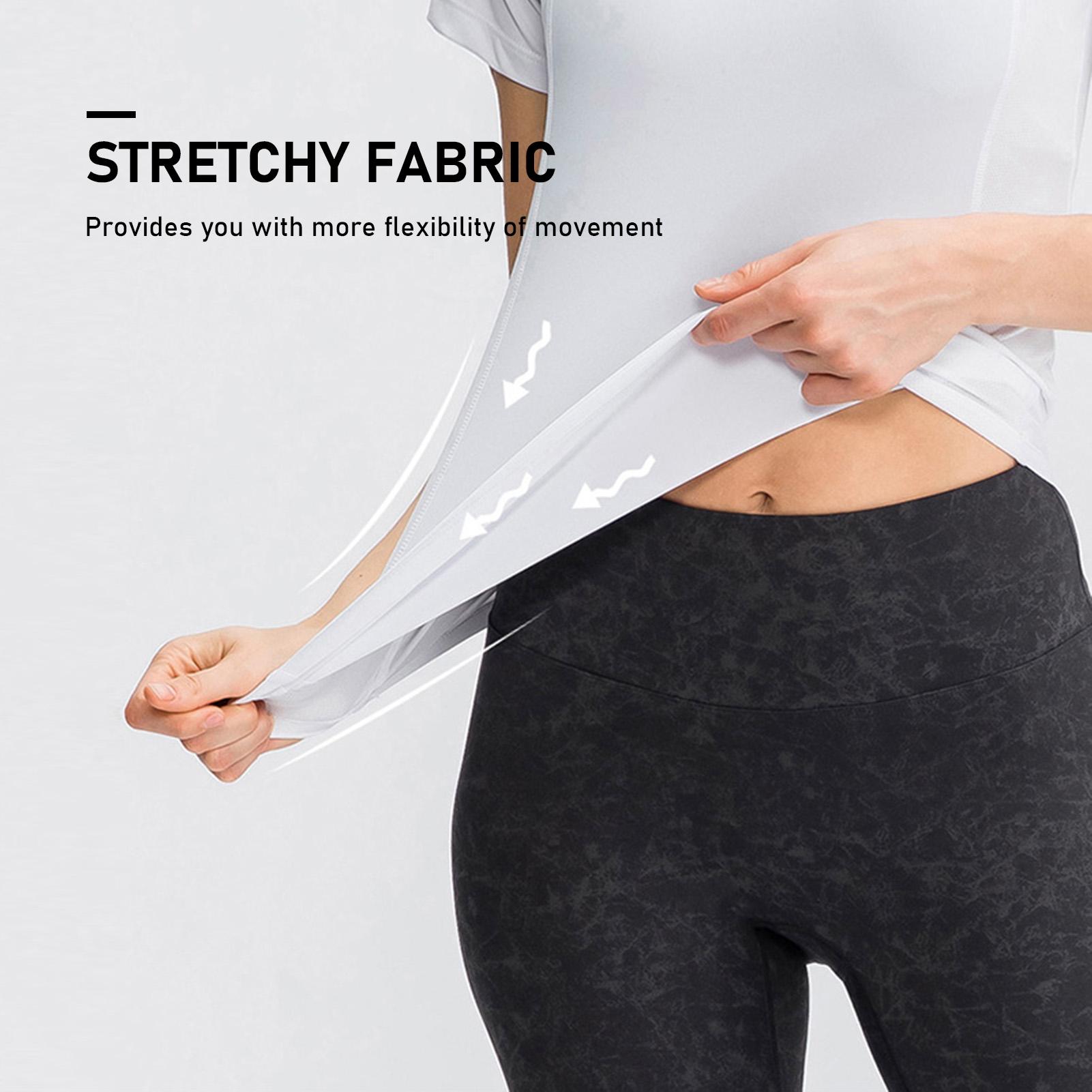 Áo thun tập thể dục dành cho nữ, nhanh khô, thoáng, thấm hút mồ hôi, dễ co giãn, thiết kế cổ cữ O thời trang