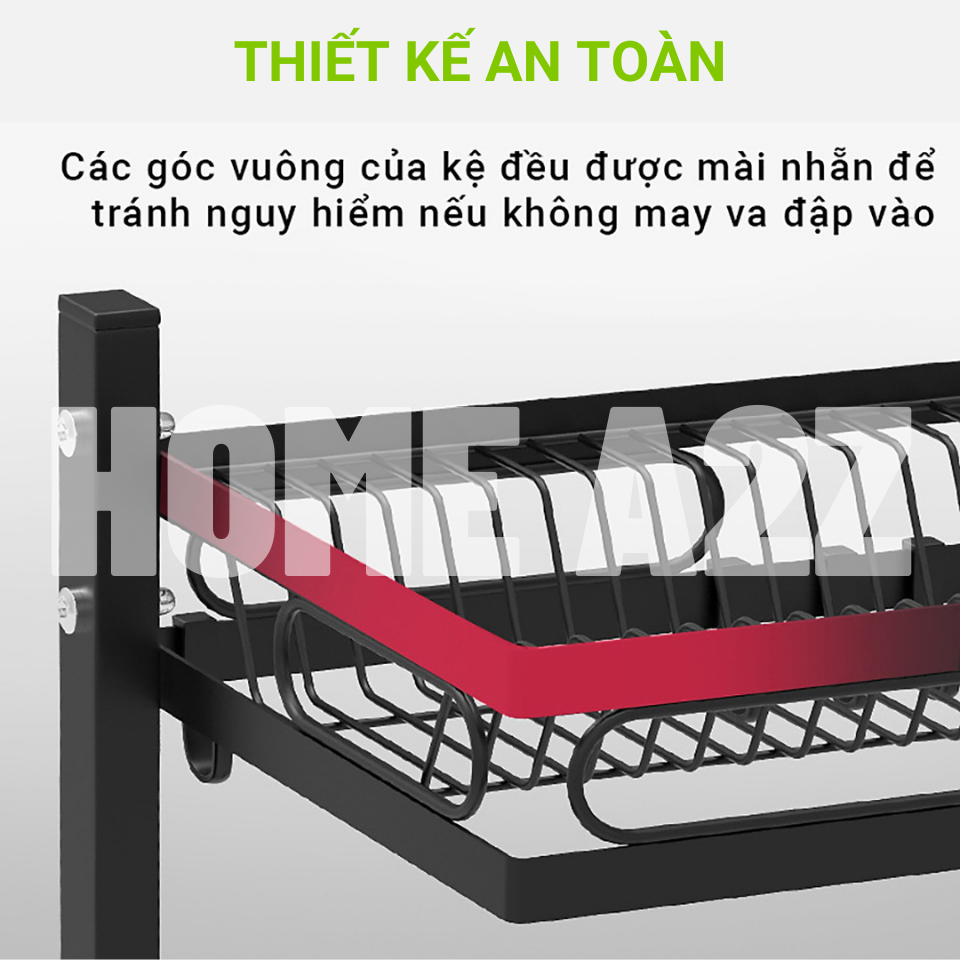 Kệ Chén Bát Nhà Bếp Đa Năng Cao Cấp Đầy Đủ Phụ Kiện, Kệ Úp Chén Bát Thép Carbon Chống Gỉ Sét