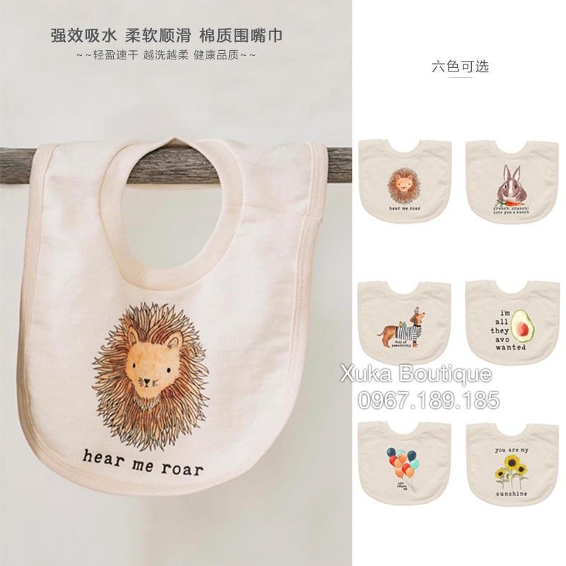 Yếm Sơ Sinh Yếm Cotton Chống Thấm Cho Bé, Yếm Áo Cổ Tròn Ăn Dặm Bé Trai Bé Gái