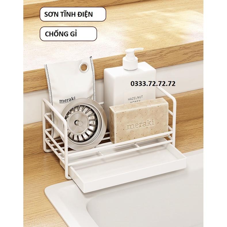 Giá để giẻ rửa bát giẻ rửa bát, xà phòng, nước rửa bát có khay hứng nước tiện dụng