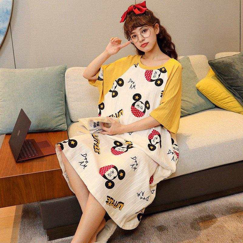 Váy Cotton Cổ Tròn