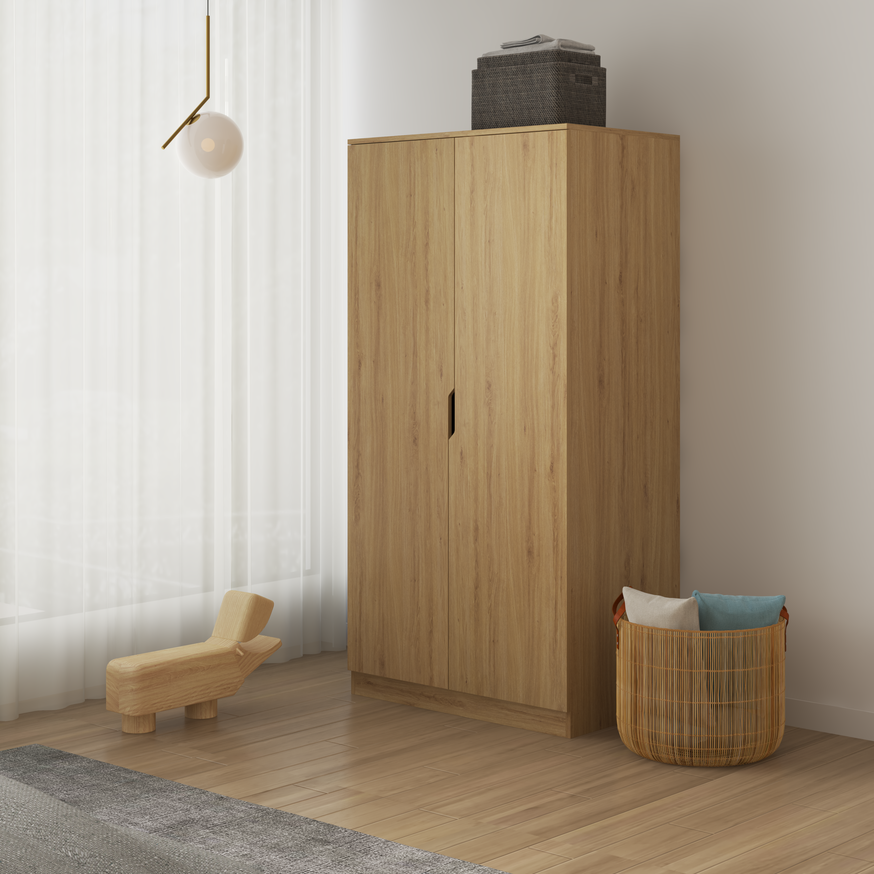 [Happy Home Furniture] DASH, Tủ lưu trữ cửa mở - 2 ngăn kéo,  90cm x 58cm x 180cm ( DxRxC), TCM_022