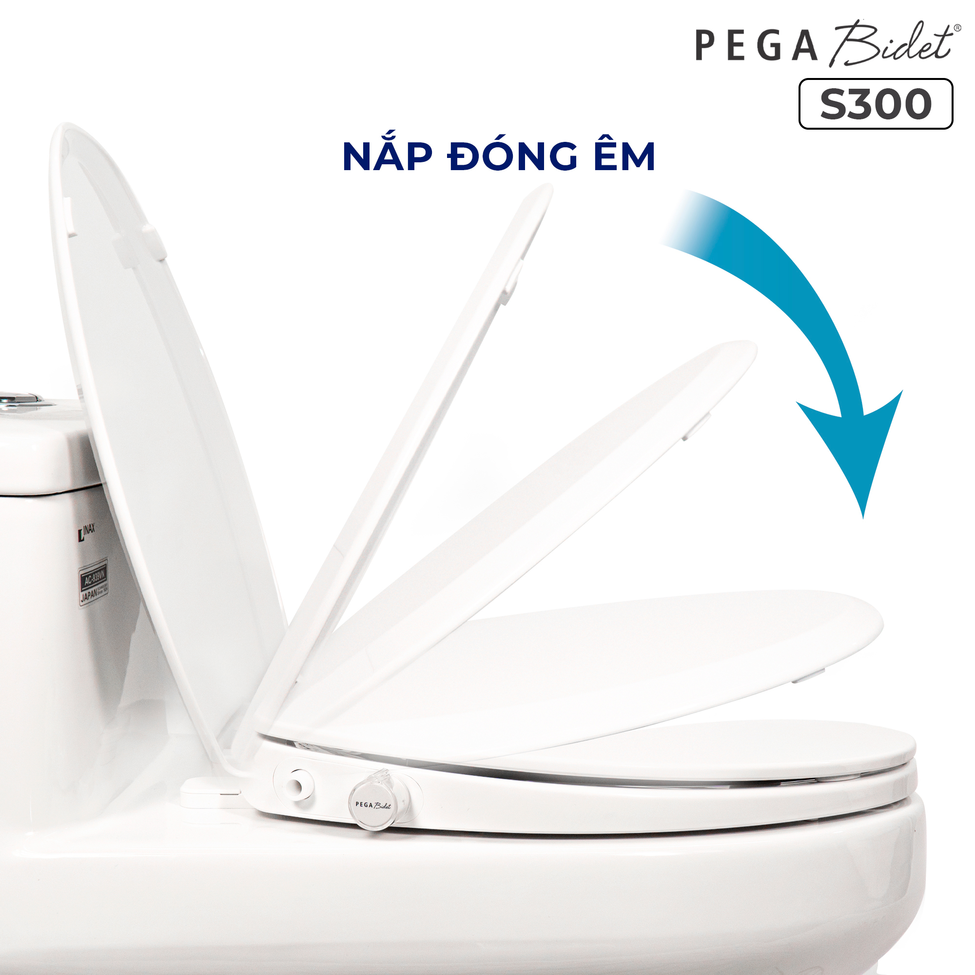 Nắp bồn cầu thông minh PEGA Bidet S300, 2 vòi phun, có vòi vệ sinh dành riêng cho phụ nữ, không dùng điện, hoạt động bằng áp lực nước - bán chạy tại Mỹ