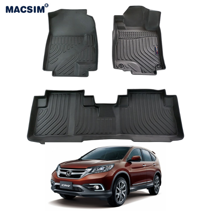 Thảm lót sàn xe ô tô Honda CRV 2012 -2016 Nhãn hiệu Macsim chất liệu nhựa TPV cao cấp màu đen