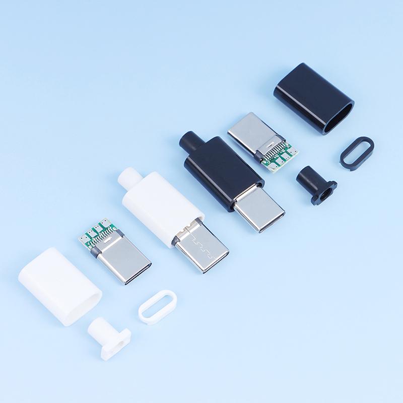 Giắc kết nối Type-C Mirco USB 3.1 Conector Đuôi Nam Cắm Thiết bị đầu cuối điện 4 chân Tipo C Bộ chuyển đổi OTG De Carga Set Điện Màu: đen