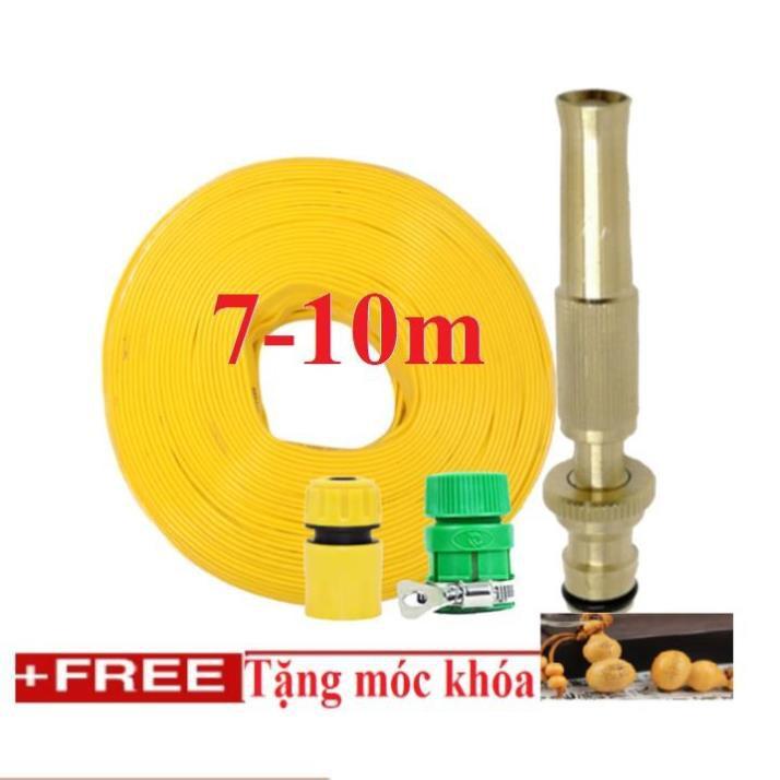 Bộ dây vòi xịt nước rửa xe, tưới cây . tăng áp 3 lần, loại 7m, 10m 206587 cút sập,+ tặng móc khoá