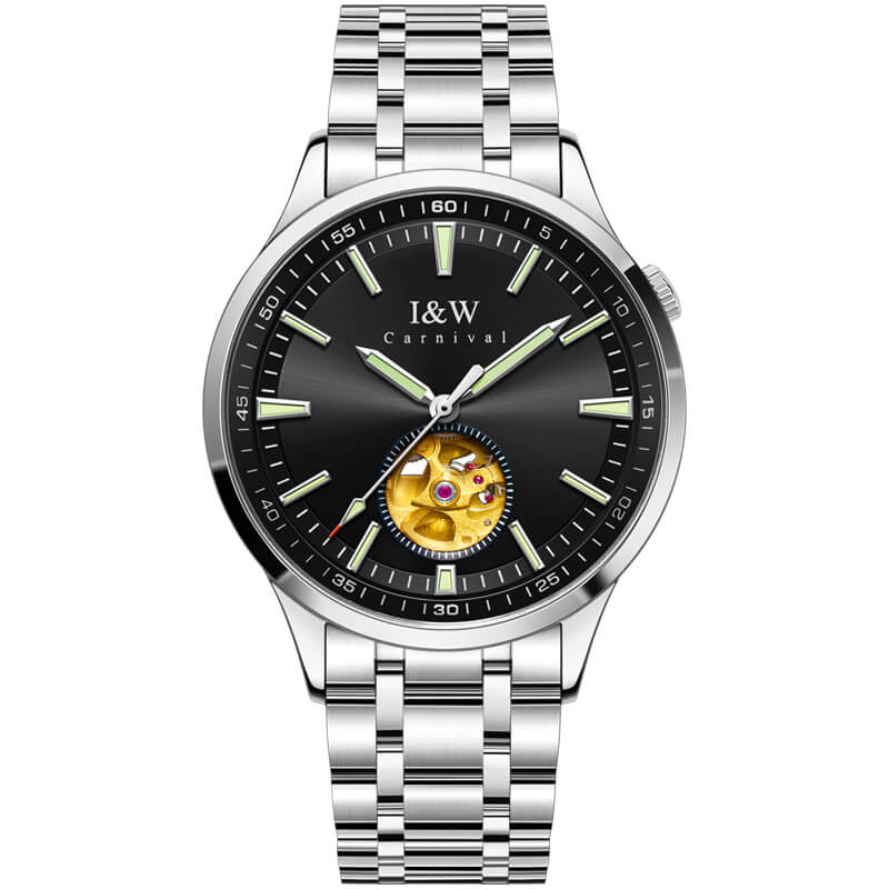 Đồng hồ nam chính hãng IW CARNIVAL IW590G-6 Kính sapphire ,chống xước,Chống nước ,Bảo hành 24 tháng,Máy cơ (Automatic),Dây kim loại thép không gỉ 316L,thiết kế lộ cơ
